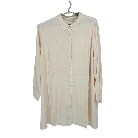 NEW Susan Graver Ivory Lace Stretch Peachskin Button Front Tunic Shirt 3X - Picture 1 of 9